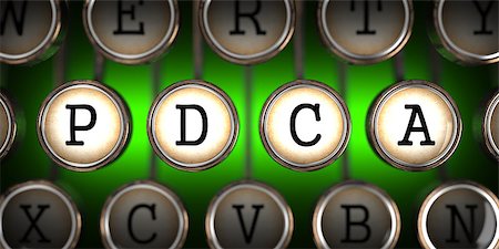 simsearch:400-07628672,k - PDCA - Plan-Do-Check-Act - on Old Typewriter's Keys on Green Background. Stock Photo - Budget Royalty-Free & Subscription, Code: 400-07323312