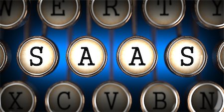 simsearch:400-06357035,k - SAAS - Software-as-a-Service - on Old Typewriter's Keys on Blue Background. Stock Photo - Budget Royalty-Free & Subscription, Code: 400-07323325