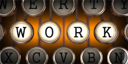 Work on Old Typewriter's Keys on Orange Background. Stock Photo - Budget Royalty-Free & Subscription, Code: 400-07323328