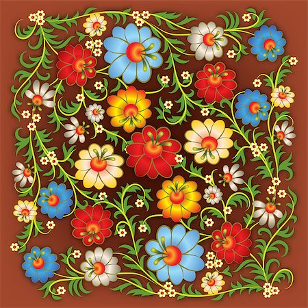 abstract floral ornament on a red background Fotografie stock - Microstock e Abbonamento, Codice: 400-07323380
