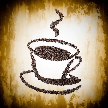 simsearch:400-08672864,k - Image of a coffee cup made from coffee beans Foto de stock - Super Valor sin royalties y Suscripción, Código: 400-07323474