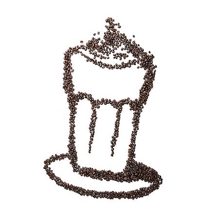 simsearch:400-08672864,k - Image of a latte macchiato made from coffee beans isolated on white background Foto de stock - Super Valor sin royalties y Suscripción, Código: 400-07323475