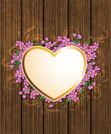 simsearch:400-07897102,k - Vintage card for Valentine's Day with heart and pink flowers Stock Photo - Budget Royalty-Free & Subscription, Code: 400-07323626