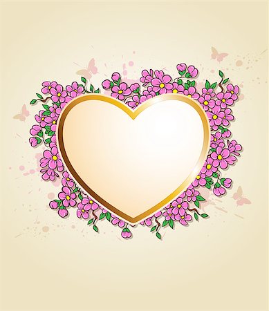 simsearch:400-07897102,k - Vintage card for Valentine's Day with heart and pink flowers Stock Photo - Budget Royalty-Free & Subscription, Code: 400-07323629