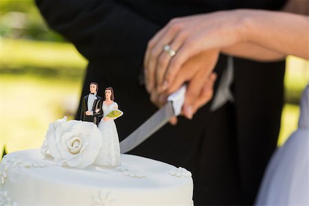 someone cutting cake - Extreme close-up mid section of a newlywed cutting wedding cake Stock Photo - Budget Royalty-Free & Subscription, Code: 400-07336457