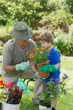 simsearch:400-05314669,k - View of a grandfather and grandson engaged in gardening Photographie de stock - Aubaine LD & Abonnement, Code: 400-07337030