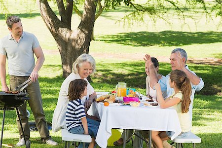 simsearch:649-07436856,k - Father at barbecue grill with extended family having lunch in the park Foto de stock - Royalty-Free Super Valor e Assinatura, Número: 400-07337148