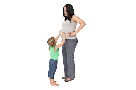 simsearch:640-03256873,k - Little girl touching her mothers baby bump on white background Foto de stock - Super Valor sin royalties y Suscripción, Código: 400-07337419