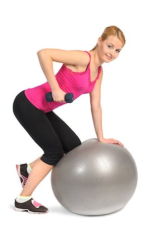 One-Arm Dumbbell Row or Raw on Stability Fitness Ball Exercise, phase 1 of 2 Stock Photo - Budget Royalty-Free & Subscription, Code: 400-07337666