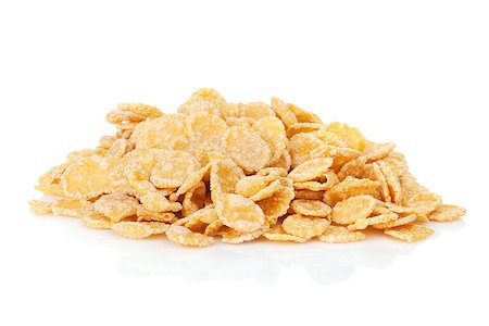 simsearch:400-04866989,k - Fresh corn flakes heap. Isolated on white background Stockbilder - Microstock & Abonnement, Bildnummer: 400-07337869