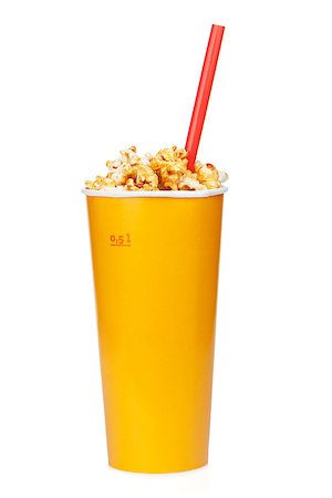 paper bag for corn - Popcorn in fast food drink cup. Isolated on white background Stock Photo - Budget Royalty-Free & Subscription, Code: 400-07337875