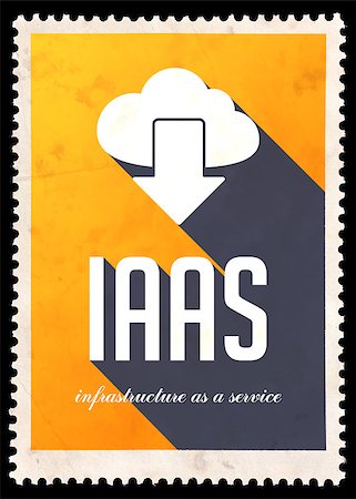simsearch:400-07338680,k - IAAS - Infrastructure as a Service - on yellow background. Vintage Concept in Flat Design with Long Shadows. Foto de stock - Super Valor sin royalties y Suscripción, Código: 400-07337937
