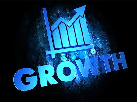 simsearch:400-07338798,k - Growth Concept - Blue Color Text on Dark Digital Background. Fotografie stock - Microstock e Abbonamento, Codice: 400-07337994