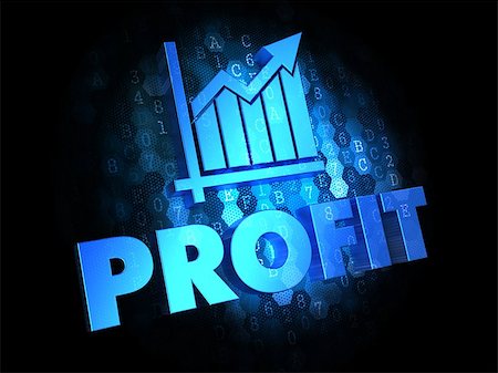 simsearch:400-07338798,k - Profit Concept - Blue Color Text on Dark Digital Background. Fotografie stock - Microstock e Abbonamento, Codice: 400-07338007