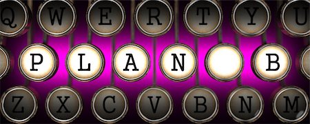 simsearch:877-07460572,k - Plan B on Old Typewriter's Keys on Pink Background. Foto de stock - Super Valor sin royalties y Suscripción, Código: 400-07338027