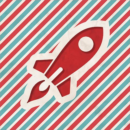 sales training - Icon of Go Up Rocket on Red and Blue Striped Background. Vintage Concept in Flat Design. Stock Photo - Budget Royalty-Free & Subscription, Code: 400-07338046
