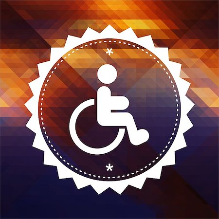 simsearch:400-07312536,k - Disabled Icon. Retro label design. Hipster background made of triangles, color flow effect. Stock Photo - Budget Royalty-Free & Subscription, Code: 400-07338054