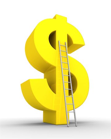 simsearch:400-05920330,k - 3d dollar symbol and a ladder leaning to it Stock Photo - Budget Royalty-Free & Subscription, Code: 400-07338105
