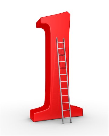simsearch:400-05920330,k - 3d number one symbol and a ladder leaning to it Stock Photo - Budget Royalty-Free & Subscription, Code: 400-07338108