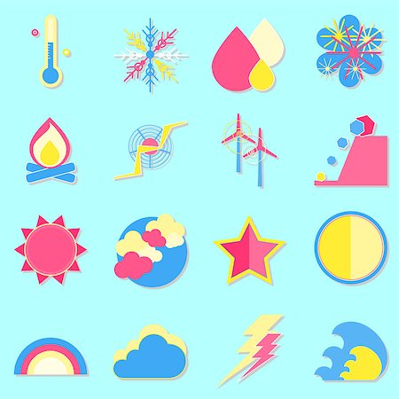 Climate color icons with shadow, stock vector Stock Photo - Budget Royalty-Free & Subscription, Code: 400-07338438