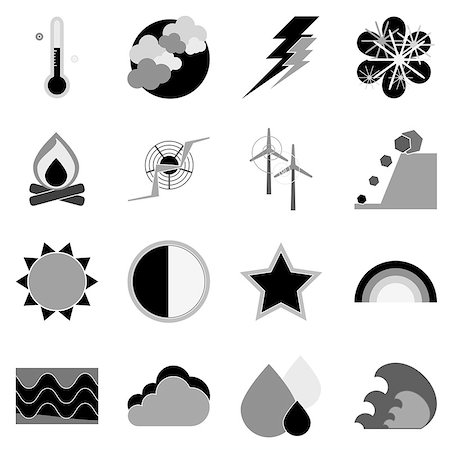 storm sun - Climate icons on white background, stock vector Stock Photo - Budget Royalty-Free & Subscription, Code: 400-07338440