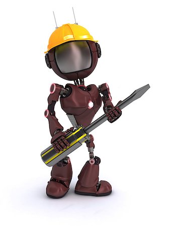simsearch:640-02950999,k - 3D Render of an android Builder with a screwdriver Photographie de stock - Aubaine LD & Abonnement, Code: 400-07338505