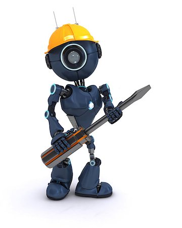 simsearch:640-02950999,k - 3D Render of an android Builder with a screwdriver Photographie de stock - Aubaine LD & Abonnement, Code: 400-07338501