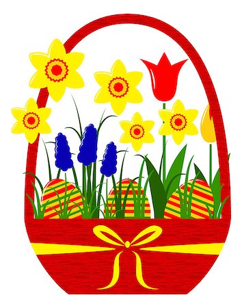 simsearch:400-06356460,k - vector spring flowers and easter eggs in basket isolated on white background, Adobe Illustrator 8 format Foto de stock - Super Valor sin royalties y Suscripción, Código: 400-07338577