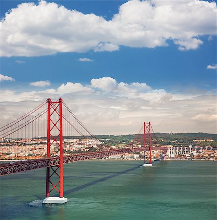 simsearch:400-07569725,k - 25th of April Suspension Bridge over the Tagus river in Lisbon, Portugal, Eutopean travel Stock Photo - Budget Royalty-Free & Subscription, Code: 400-07338596