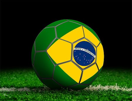 simsearch:400-07338591,k - Soccer Ball with Brazilian Flag on Grass Fotografie stock - Microstock e Abbonamento, Codice: 400-07338652