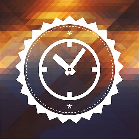 simsearch:400-07830623,k - Time Concept - Icon of Clock Face. Retro label design. Hipster background made of triangles, color flow effect. Fotografie stock - Microstock e Abbonamento, Codice: 400-07338686