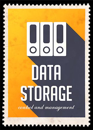 simsearch:400-08967515,k - Data Storage on Yellow Background. Vintage Concept in Flat Design with Long Shadows. Stock Photo - Budget Royalty-Free & Subscription, Code: 400-07338704