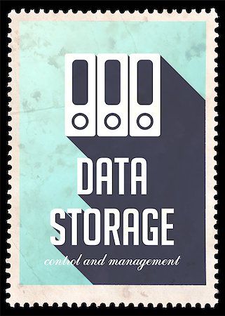 simsearch:400-08967515,k - Data Storage on Light Blue Background. Vintage Concept in Flat Design with Long Shadows. Stock Photo - Budget Royalty-Free & Subscription, Code: 400-07338703