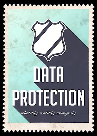 Data Protection Concept on Blue Background. Vintage Concept in Flat Design with Long Shadows. Stock Photo - Budget Royalty-Free & Subscription, Code: 400-07338719