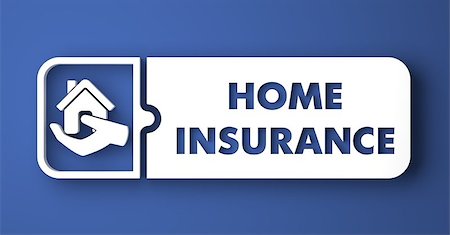 simsearch:400-08955759,k - Home Insurance Concept. White Button on Blue Background in Flat Design Style. Photographie de stock - Aubaine LD & Abonnement, Code: 400-07338767