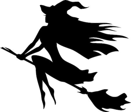 simsearch:400-09068519,k - Vector silhouette of a witch flying on a broomstick Foto de stock - Royalty-Free Super Valor e Assinatura, Número: 400-07338888