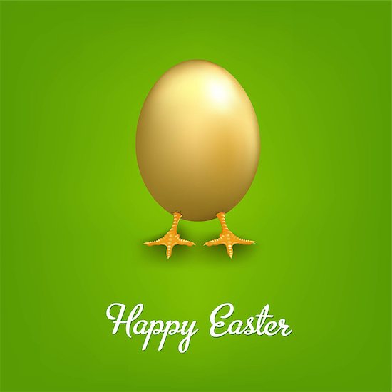 Happy Easter Card With Golden Egg, With Gradient Mesh, Vector Stock Photo - Royalty-Free, Artist: adamson, Image code: 400-07338908