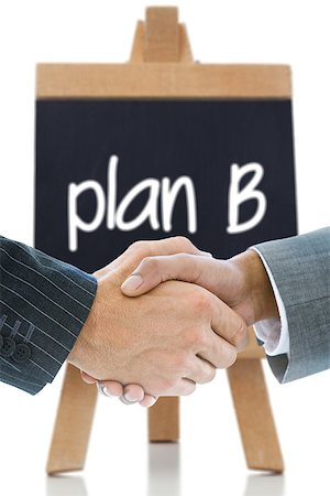 simsearch:400-07339684,k - Composite image of business handshake against plan b written on a chalkboard Stock Photo - Budget Royalty-Free & Subscription, Code: 400-07339618