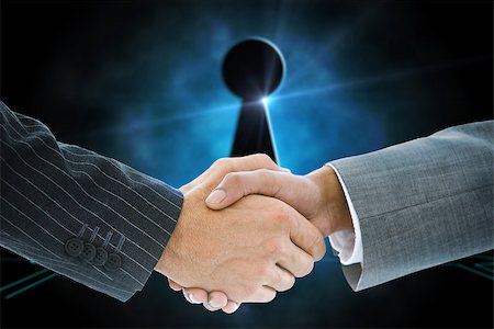 simsearch:400-07339626,k - Composite image of business handshake against keyhole on technological black background Stock Photo - Budget Royalty-Free & Subscription, Code: 400-07339701