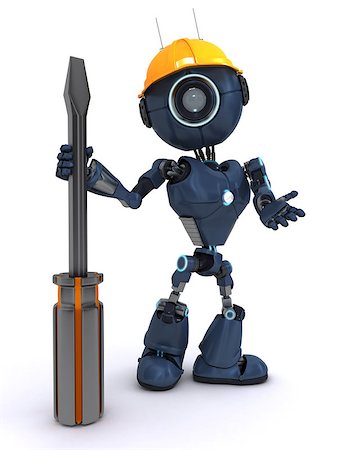 simsearch:640-02950999,k - 3D Render of an android Builder with a screwdriver Photographie de stock - Aubaine LD & Abonnement, Code: 400-07330176