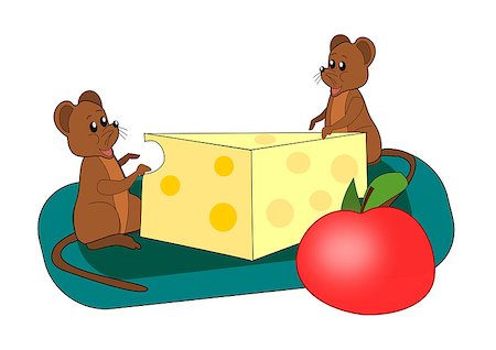 simsearch:614-06719767,k - Two little mouse with a cheese and an apple. Stock Photo - Budget Royalty-Free & Subscription, Code: 400-07330207