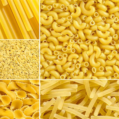 Dry pasta uncooked collage elbow, spaghetti, farfalle, noodle Foto de stock - Super Valor sin royalties y Suscripción, Código: 400-07330220