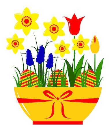 simsearch:400-06356460,k - vector spring flowers and easter eggs in pot isolated on white background, Adobe Illustrator 8 format Foto de stock - Super Valor sin royalties y Suscripción, Código: 400-07330255