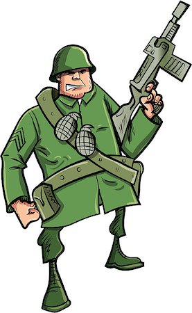 simsearch:400-06741212,k - Cartoon soldier with machine gun. Isolated on white Photographie de stock - Aubaine LD & Abonnement, Code: 400-07330250