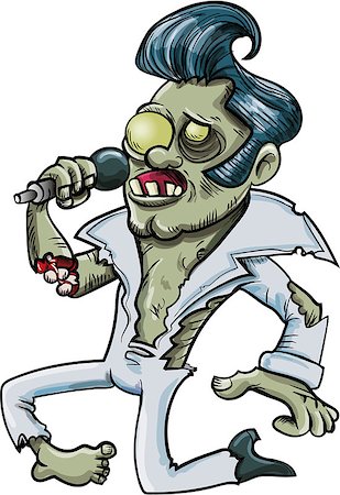 elvis - Cartoon singing zombie Elvis. Isolated on white Photographie de stock - Aubaine LD & Abonnement, Code: 400-07330252