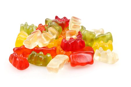 simsearch:859-03038099,k - Gummy bears, Colorful jelly bear candies set isolated on white Stockbilder - Microstock & Abonnement, Bildnummer: 400-07330380