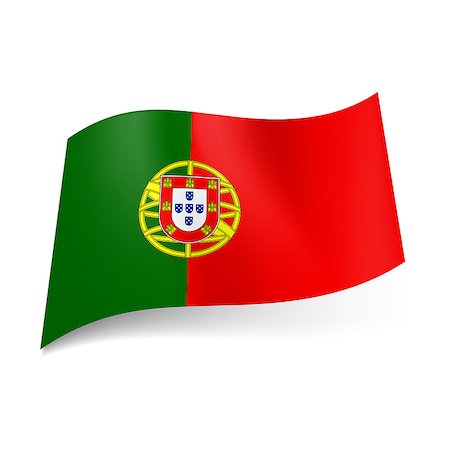 simsearch:400-06202298,k - National flag of Portugal: coat-of arms on red and green background Photographie de stock - Aubaine LD & Abonnement, Code: 400-07330405
