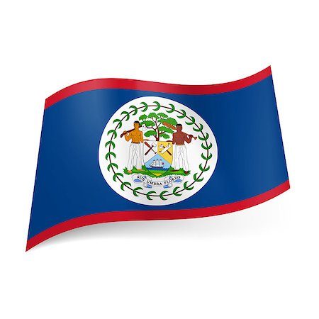 simsearch:400-06202298,k - National flag of Belize: blue field with red upper and lower border with coat-of-arms in centre Photographie de stock - Aubaine LD & Abonnement, Code: 400-07330430
