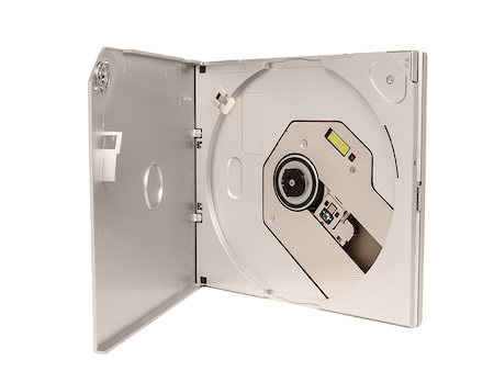 simsearch:400-03909479,k - Portable external slim CD DVD drive isolated on white background Foto de stock - Super Valor sin royalties y Suscripción, Código: 400-07330573