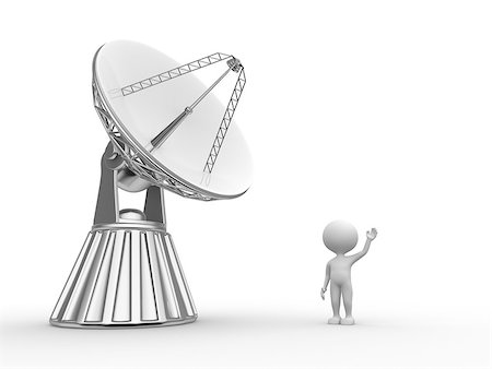 seti - 3d people - man, person with a parabolic dish ( radio telescope ) Stock Photo - Budget Royalty-Free & Subscription, Code: 400-07330775